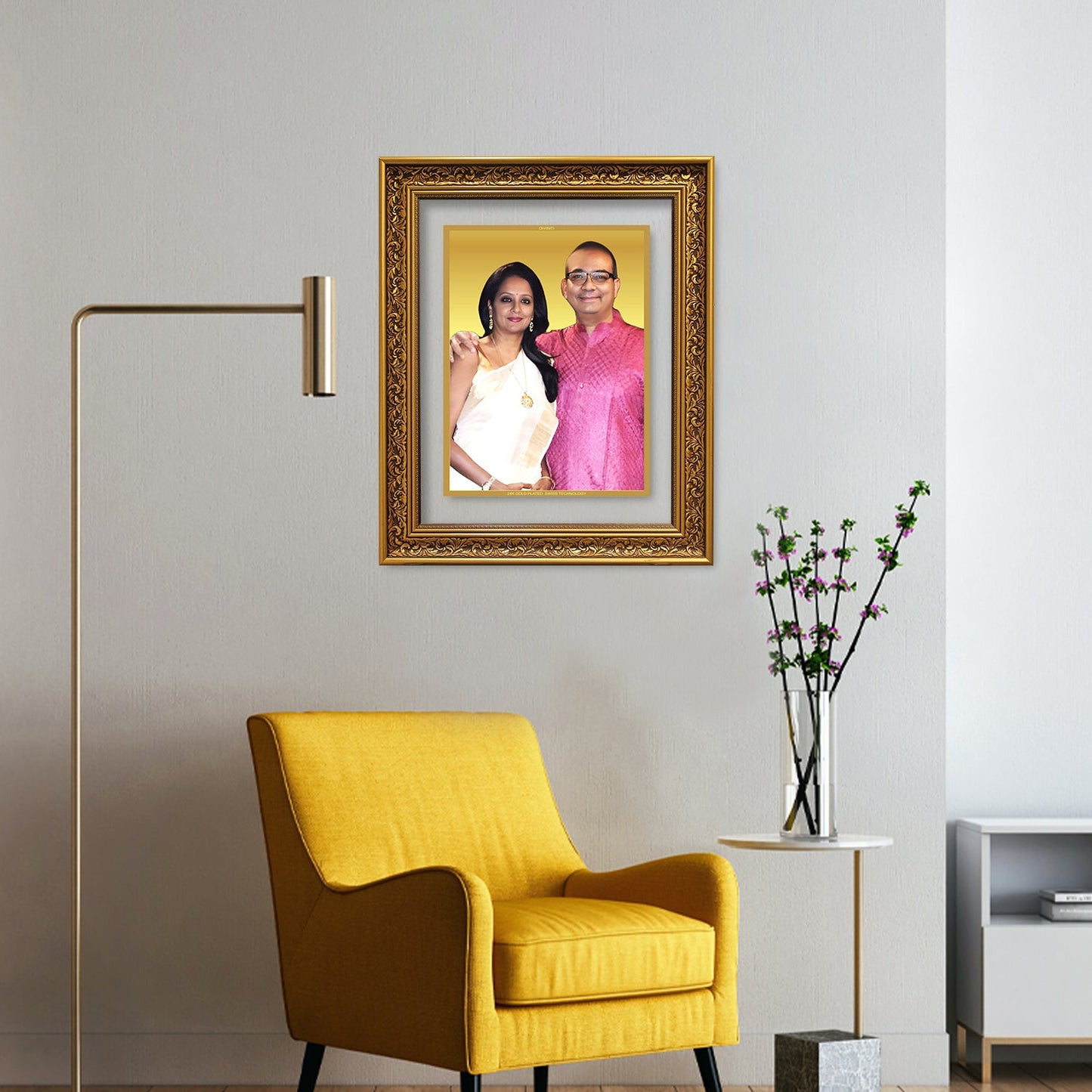 Diviniti Photo Frame With Customized Photo Printed on 24K Gold Plated Foil| Personalized Gift for Birthday, Marriage Anniversary & Celebration With Loved Ones| DG 93 Size 5