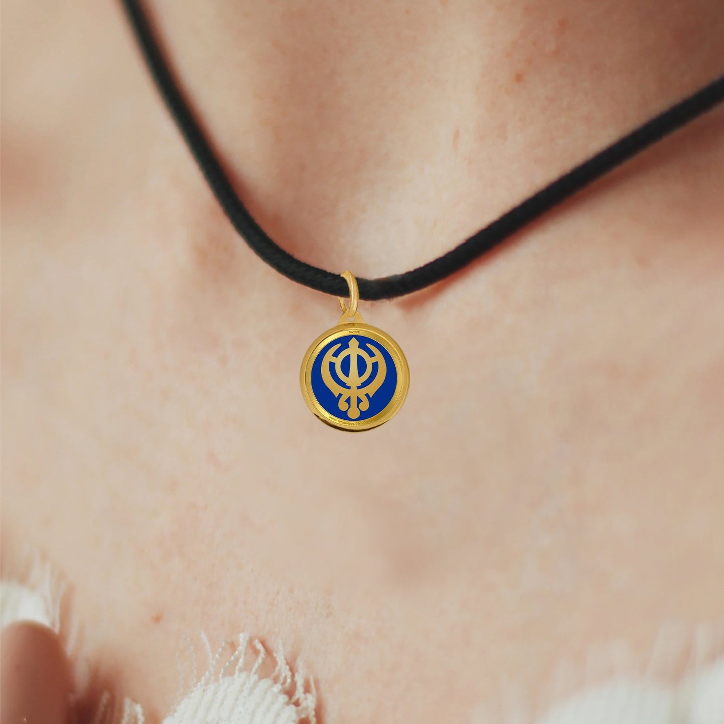 Diviniti 24K Gold Plated Khanda Sahib & Ek Onkar 22MM Double Sided Pendant For Men, Women & Kids