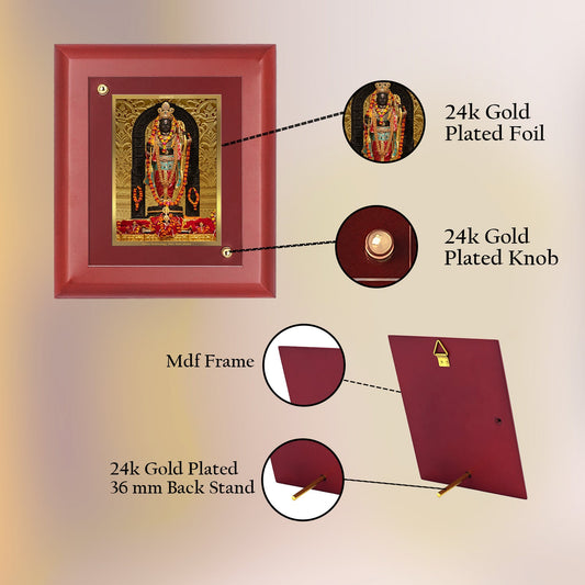 Diviniti 24K Gold Plated Ram Lalla Photo Frame For Home Decor, Table Top, Wall Hanging, Puja Room & Gift (14.7 CM X 17.1 CM)