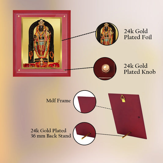 Diviniti 24K Gold Plated Ram Lalla Photo Frame For Home Decor, Wall Hanging Decor, Puja Room & Gift (36.5 CM X 30.5 CM)