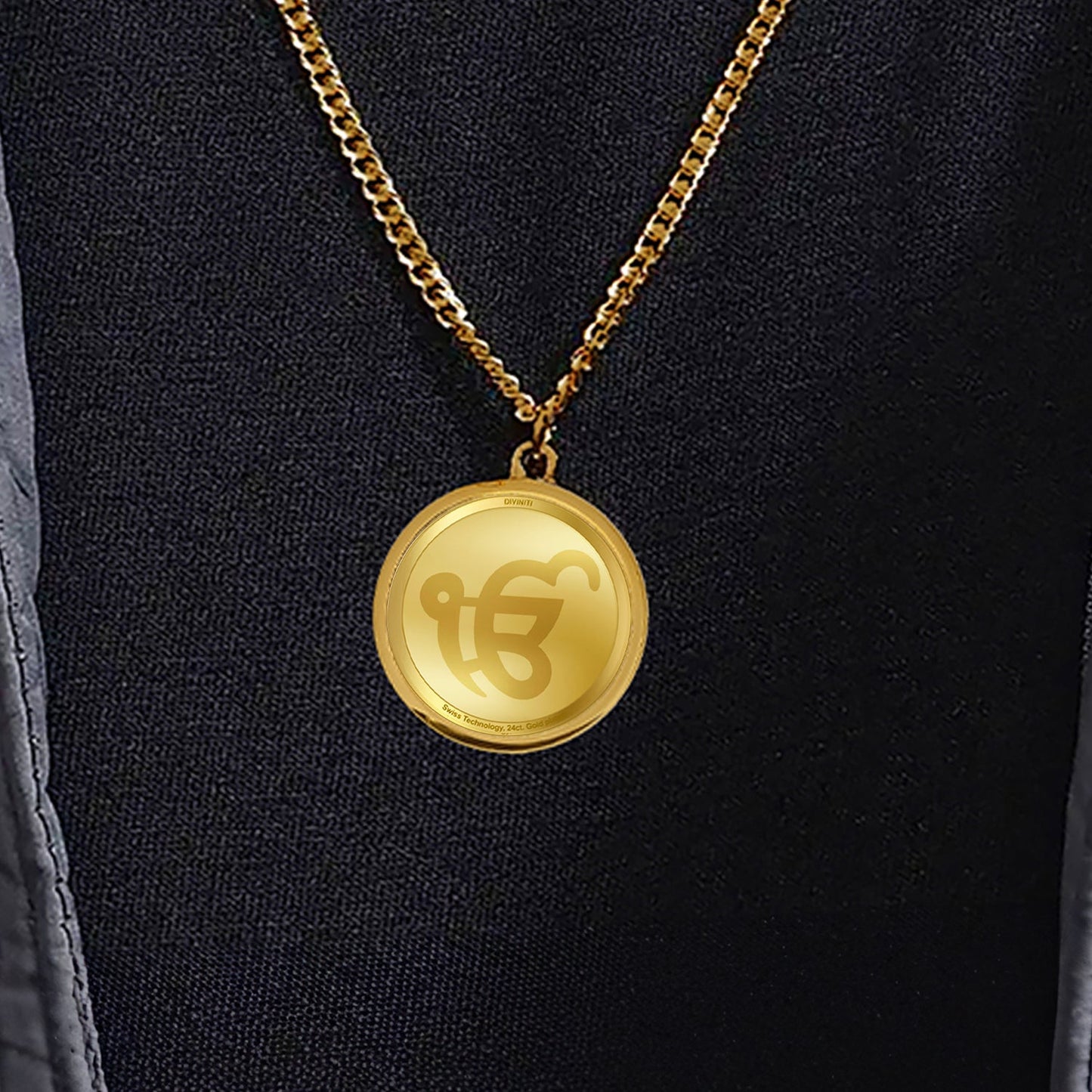 Diviniti 24K Gold Plated Guru Nanak & Ek Onkar 22MM Double Sided Pendant For Men, Women & Kids