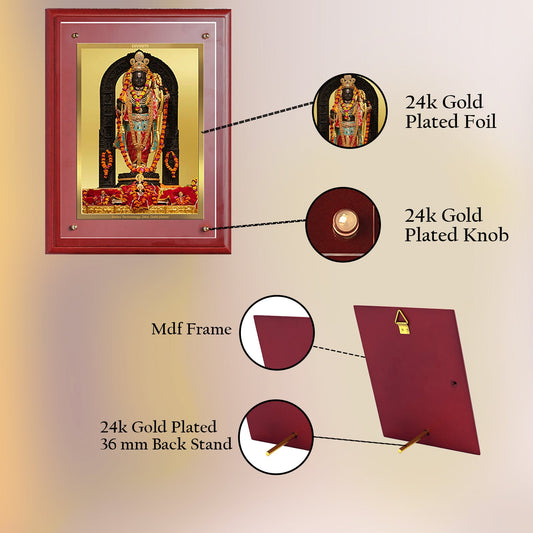 Diviniti 24K Gold Plated Ram Lalla Photo Frame For Home Decor, Wall Hanging Decor, Table, Puja Room & Gift (30 CM X 23 CM)