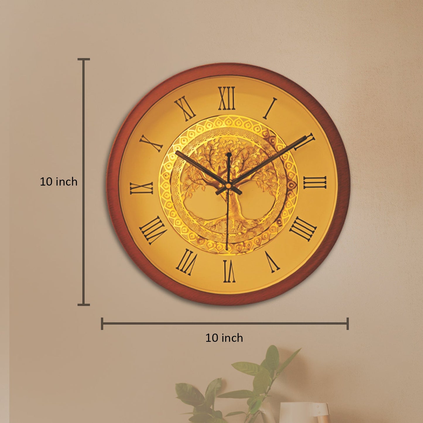 Diviniti 24K Gold Plated Round Analog Wall Clock For Wedding Gift (10 inch x 10 inch)