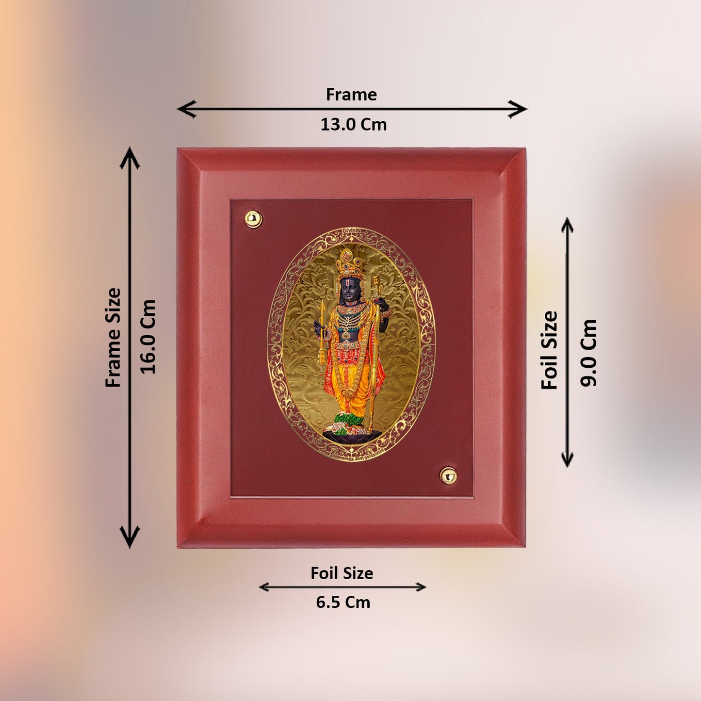 Diviniti 24K Gold Plated Ram Lalla Photo Frame For Home Decor, Wall Hanging, Table Top, Puja Room & Gift (14.7 CM X 17.1 CM)