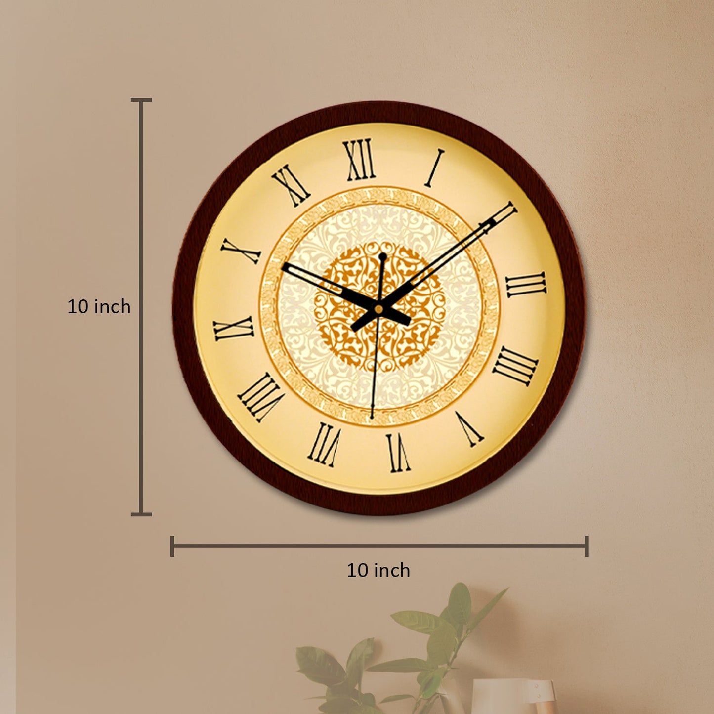 Diviniti 24K Gold Plated Round Analog Wall Clock For Wedding Gift (10 inch x 10 inch)