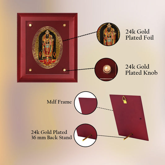 Diviniti 24K Gold Plated Ram Lalla Photo Frame For Home Decor, Wall Decor, Table Top, Puja Room & Gift (20 CM X 25 CM)