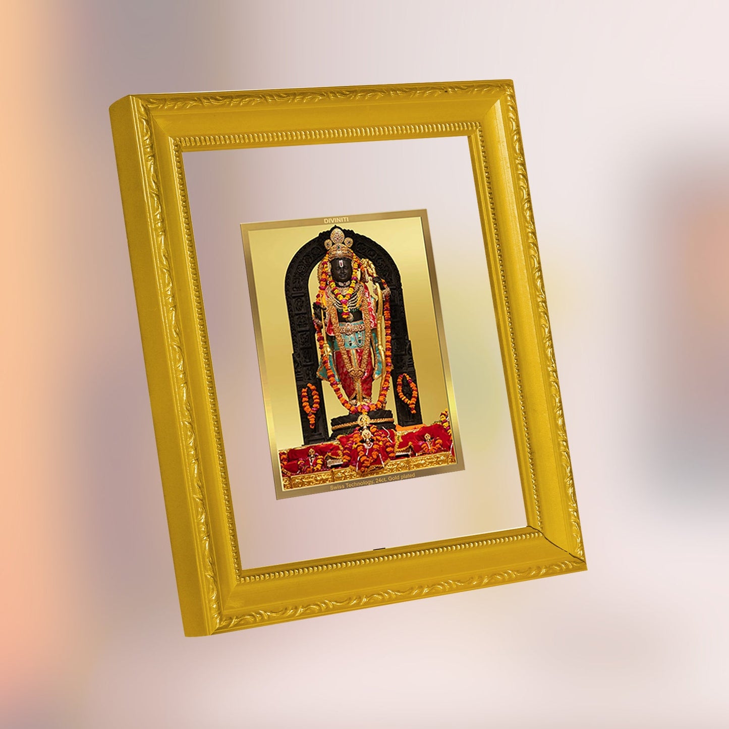 Diviniti 24K Gold Plated Ram Lalla Photo Frame For Home Decor, Table Decor, Wall Hanging, Puja Room & Gift (20.8 CM X 16.7 CM)