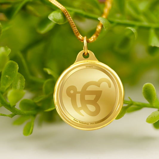 Diviniti 24K Gold Plated Khanda Sahib & Ek Onkar 22MM Double Sided Pendant For Men, Women & Kids