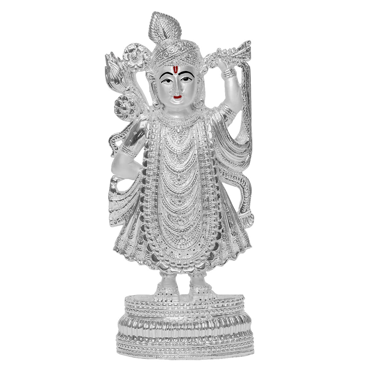 Diviniti 999 Silver Plated Shrinathji Idol for Home Decor Showpiece (25X11.5CM)