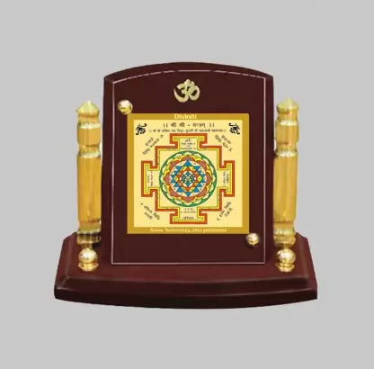 Diviniti 24K Gold Plated Shree Yantra For Car Dashboard, Home Decor & Prayer (7 x 9 CM)