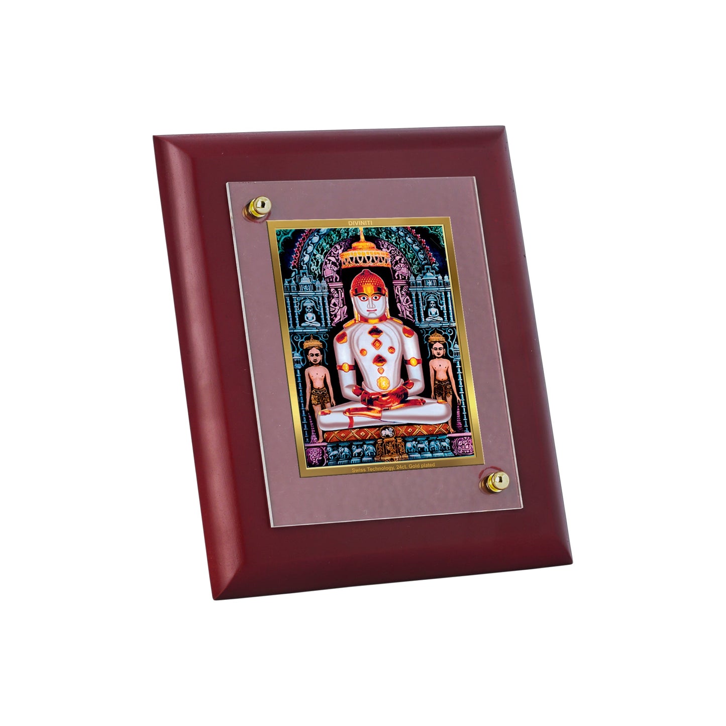 DIVINITI Adinath Gold Plated Wall Photo Frame, Table Decor | MDF 2 Wooden Wall Photo Frame and 24K Gold Plated Foil| Religious Photo Frame Idol For Pooja, Gifts Items (20.0CMX16.0CM)