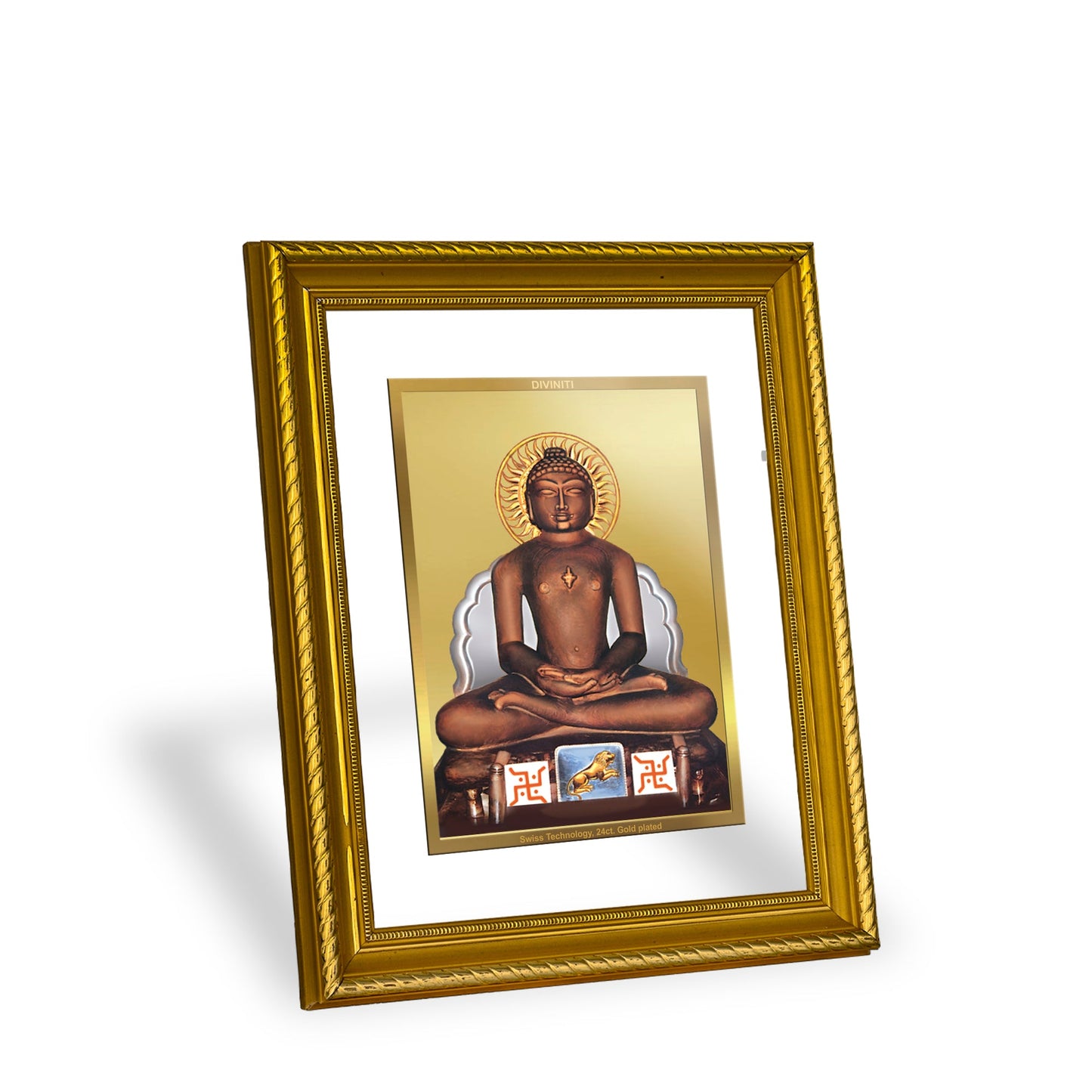 DIVINITI Mahavira Gold Plated Wall Photo Frame, Table Decor| DG Frame 056 Size 2.5 and 24K Gold Plated Foil (28 CM X 23 CM)