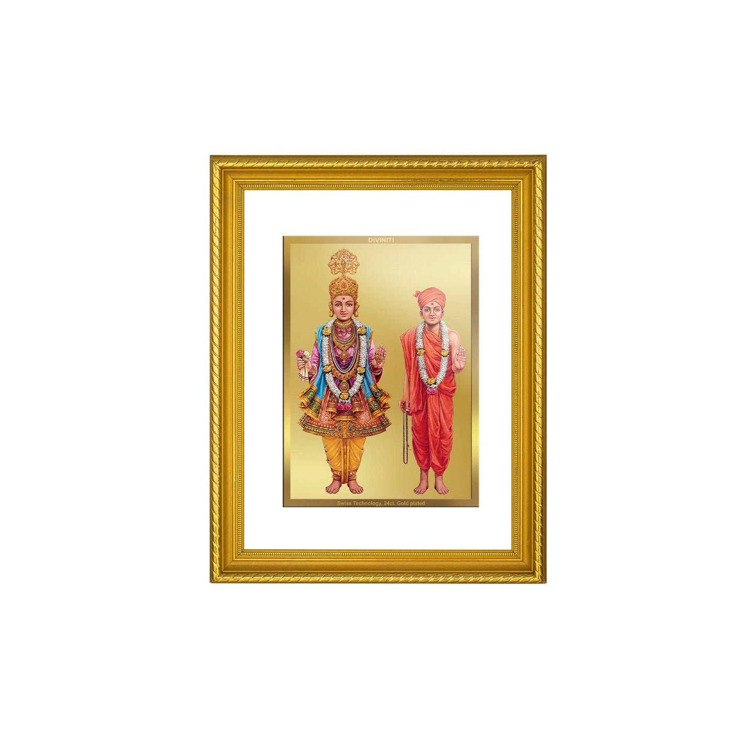 DIVINITI Swaminarayan Gold Plated Wall Photo Frame, Table Decor| DG Frame 056 Size 3 and 24K Gold Plated Foil (32.5 CM X 25.5 CM)