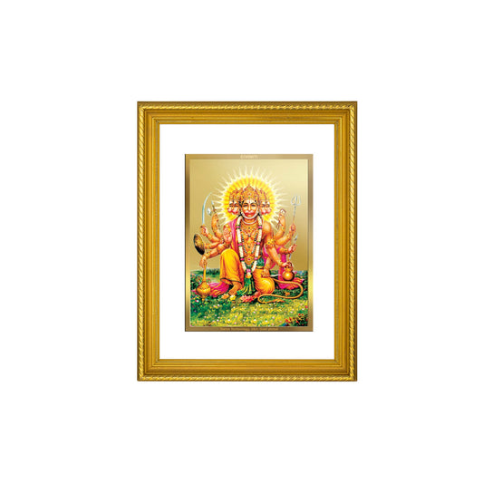 DIVINITI Panchmukhi Hanuman Gold Plated Wall Photo Frame, Table Decor| DG Frame 056 Size 3 and 24K Gold Plated Foil (32.5 CM X 25.5 CM)