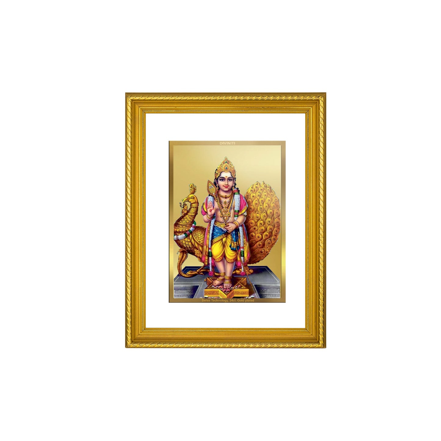 DIVINITI Karthikey Gold Plated Wall Photo Frame, Table Decor| DG Frame 056 Size 3 and 24K Gold Plated Foil (32.5 CM X 25.5 CM)