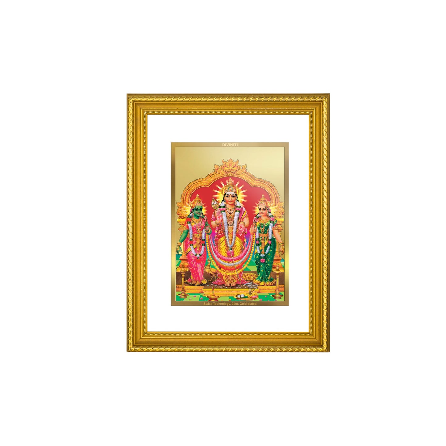 DIVINITI Murugan Valli Gold Plated Wall Photo Frame, Table Decor| DG Frame 056 Size 3 and 24K Gold Plated Foil (32.5 CM X 25.5 CM)