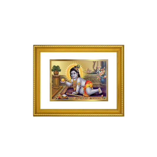 DIVINITI Laddu Gopal Gold Plated Wall Photo Frame, Table Decor| DG Frame 056 Size 3 and 24K Gold Plated Foil (32.5 CM X 25.5 CM)