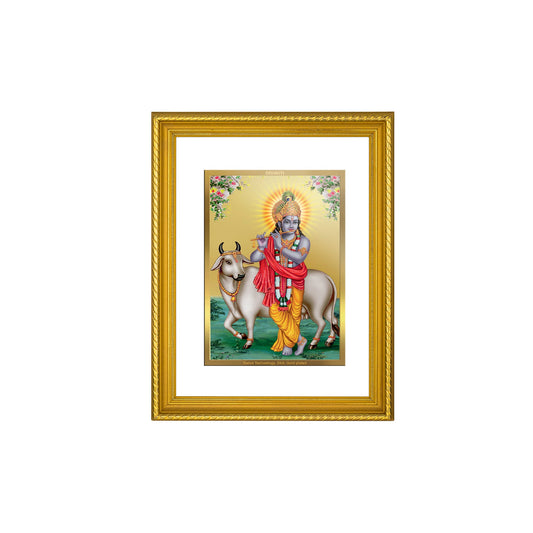 DIVINITI Krishna Gold Plated Wall Photo Frame, Table Decor| DG Frame 056 Size 3 and 24K Gold Plated Foil (32.5 CM X 25.5 CM)