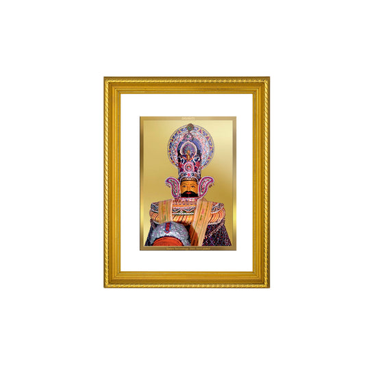 DIVINITI Khatu Shyam Gold Plated Wall Photo Frame, Table Decor| DG Frame 056 Size 3 and 24K Gold Plated Foil (32.5 CM X 25.5 CM)