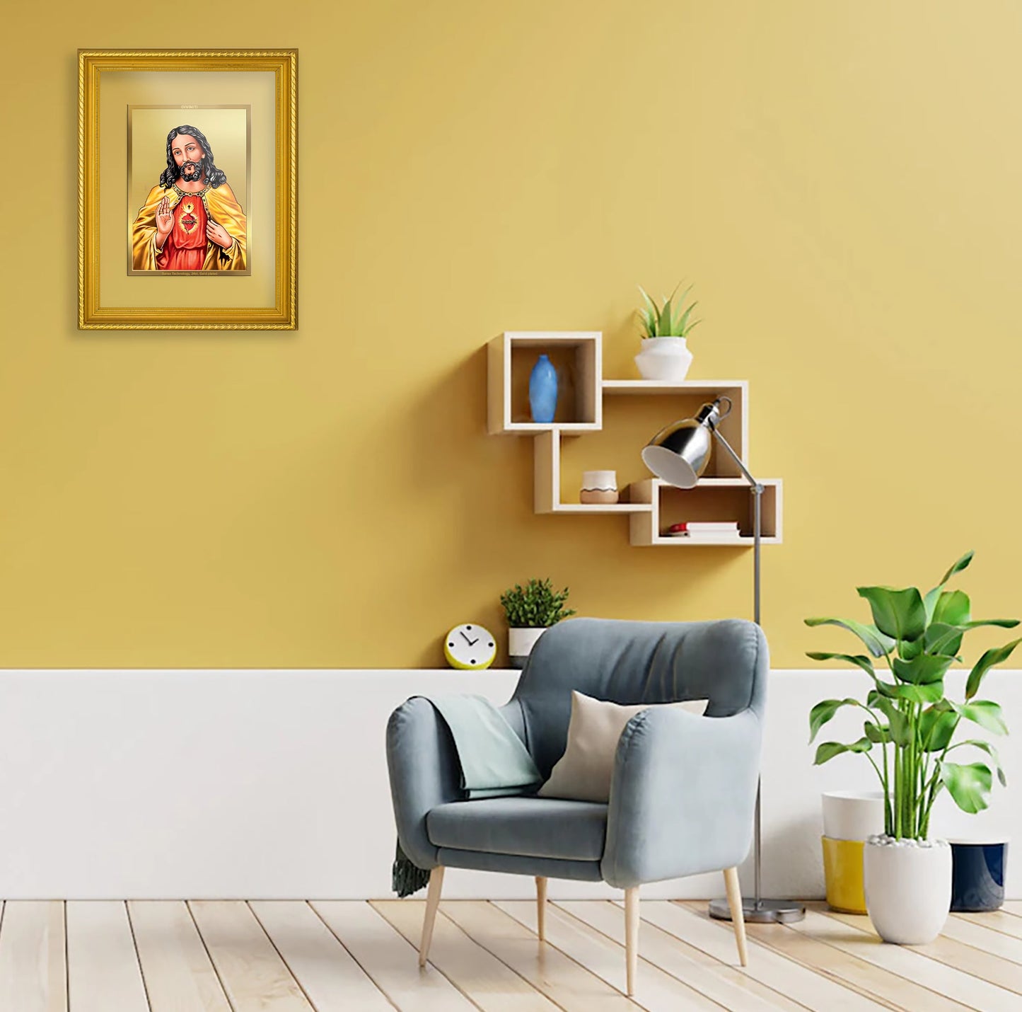 DIVINITI Jesus Gold Plated Wall Photo Frame, Table Decor| DG Frame 056 Size 3 and 24K Gold Plated Foil (32.5 CM X 25.5 CM)