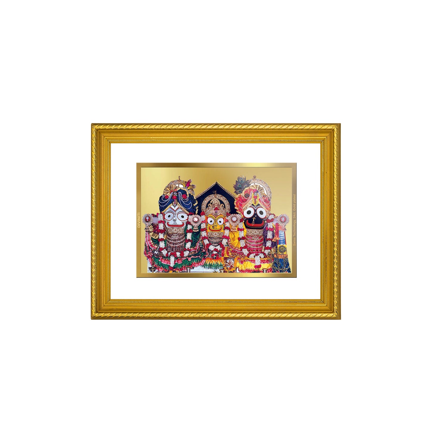 DIVINITI Jagannath Gold Plated Wall Photo Frame, Table Decor| DG Frame 056 Size 3 and 24K Gold Plated Foil (32.5 CM X 25.5 CM)