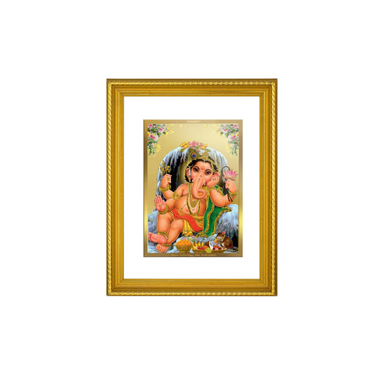 DIVINITI Bal Ganesha Gold Plated Wall Photo Frame, Table Decor| DG Frame 056 Size 3 and 24K Gold Plated Foil (32.5 CM X 25.5 CM)