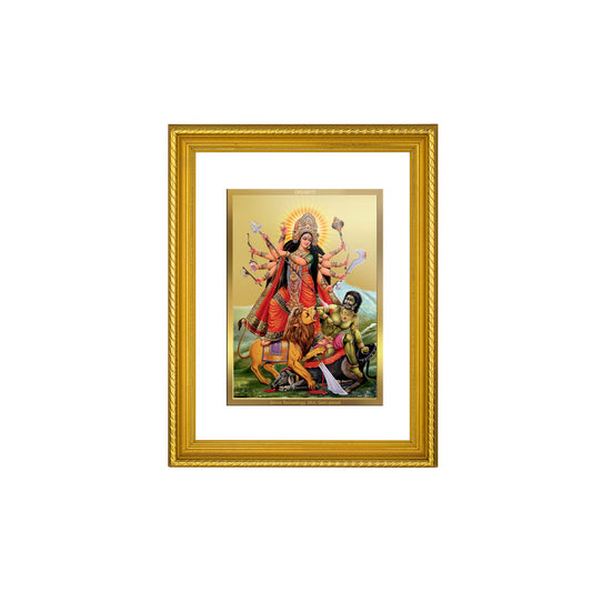 DIVINITI Goddess Durga Gold Plated Wall Photo Frame, Table Decor| DG Frame 056 Size 3 and 24K Gold Plated Foil (32.5 CM X 25.5 CM)