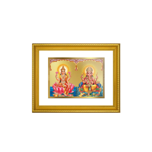 DIVINITI Lakshmi & Ganesha Gold Plated Wall Photo Frame, Table Decor| DG Frame 056 Size 3 and 24K Gold Plated Foil (32.5 CM X 25.5 CM)