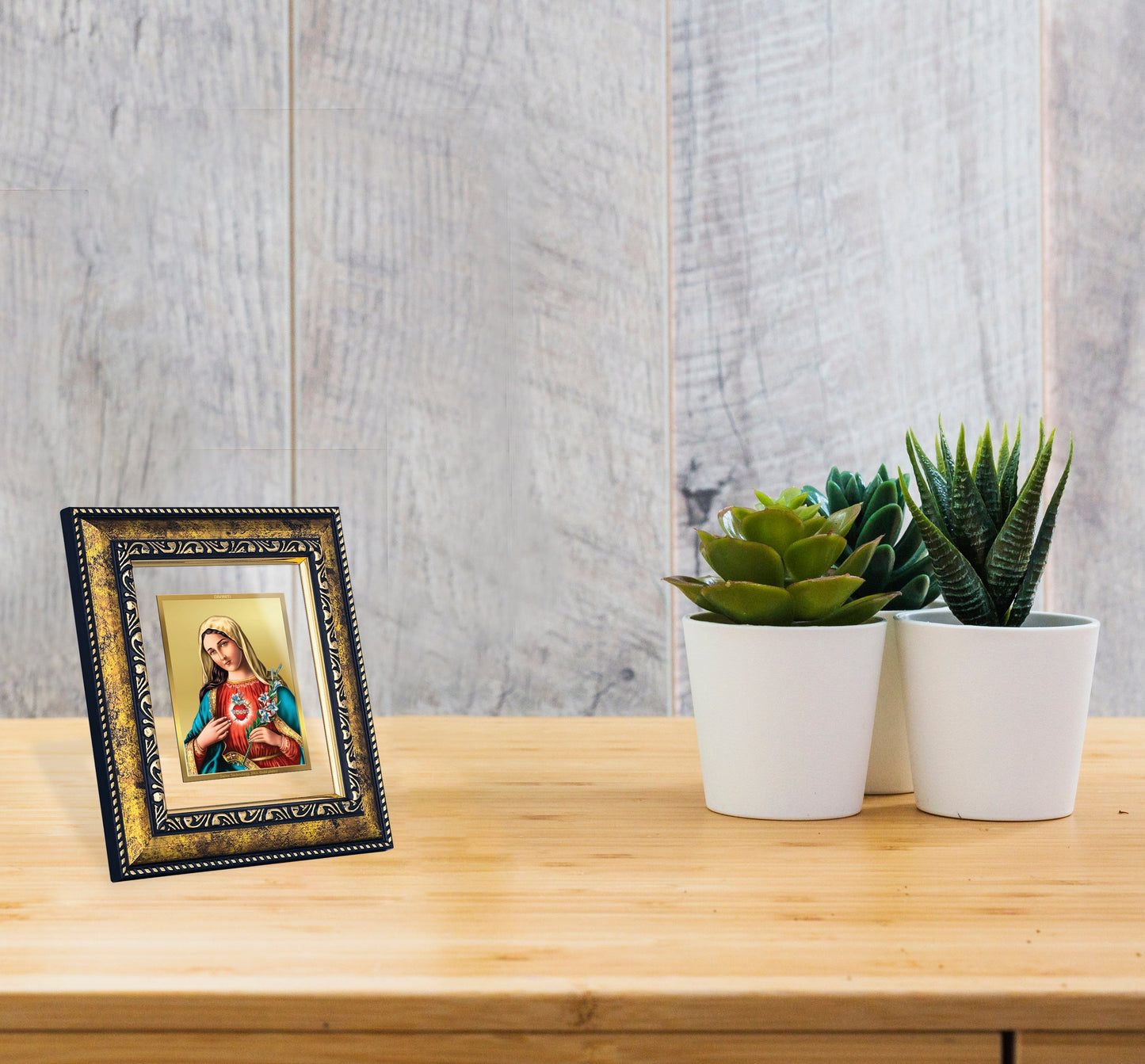 DIVINITI Mother Mary Gold Plated Wall Photo Frame, Table Decor| DG Frame 113 Size 2 and 24K Gold Plated Foil (23.5 CM X 19.5 CM)