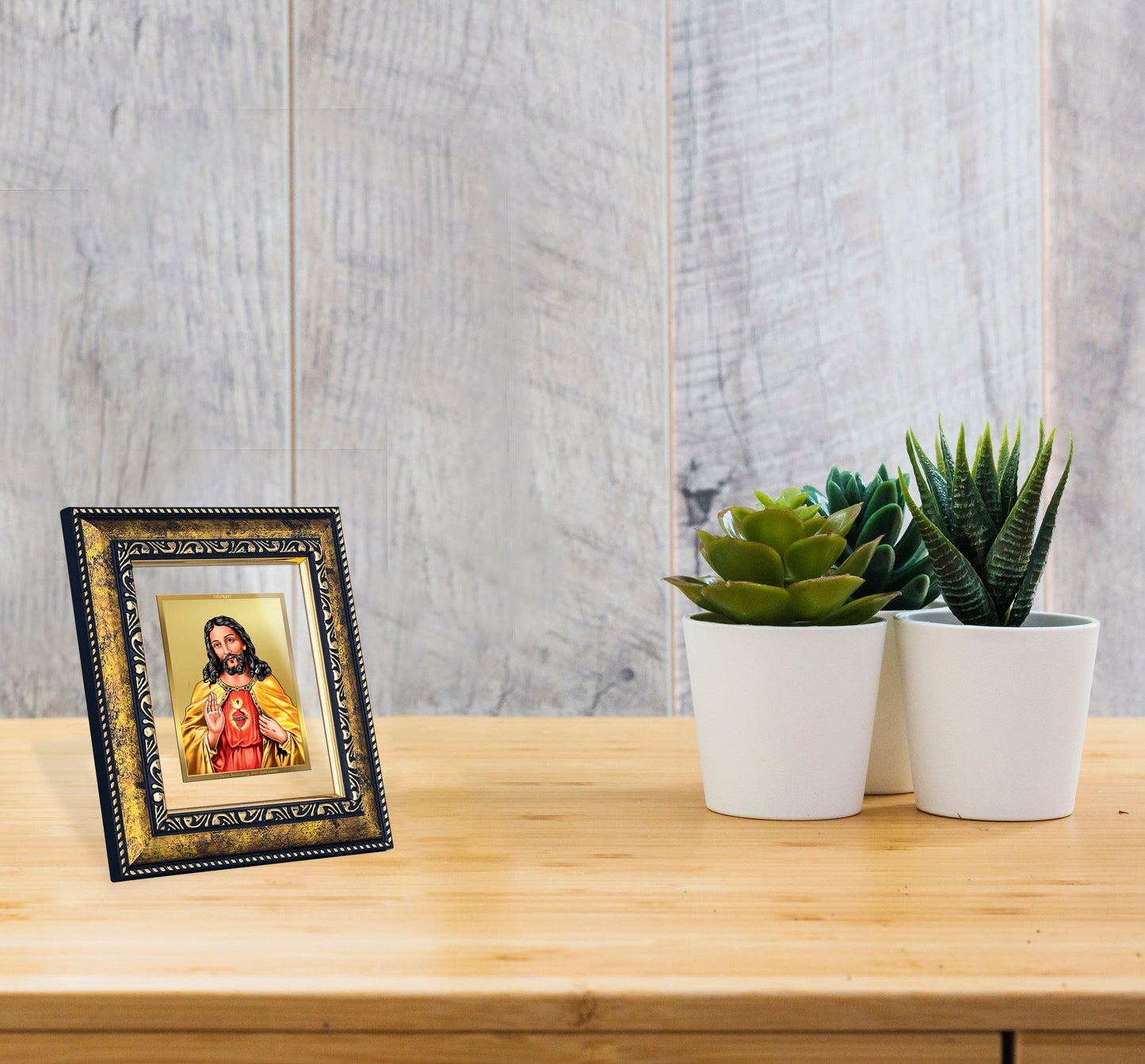 DIVINITI Jesus Gold Plated Wall Photo Frame, Table Decor| DG Frame 113 Size 2 and 24K Gold Plated Foil (23.5 CM X 19.5 CM)