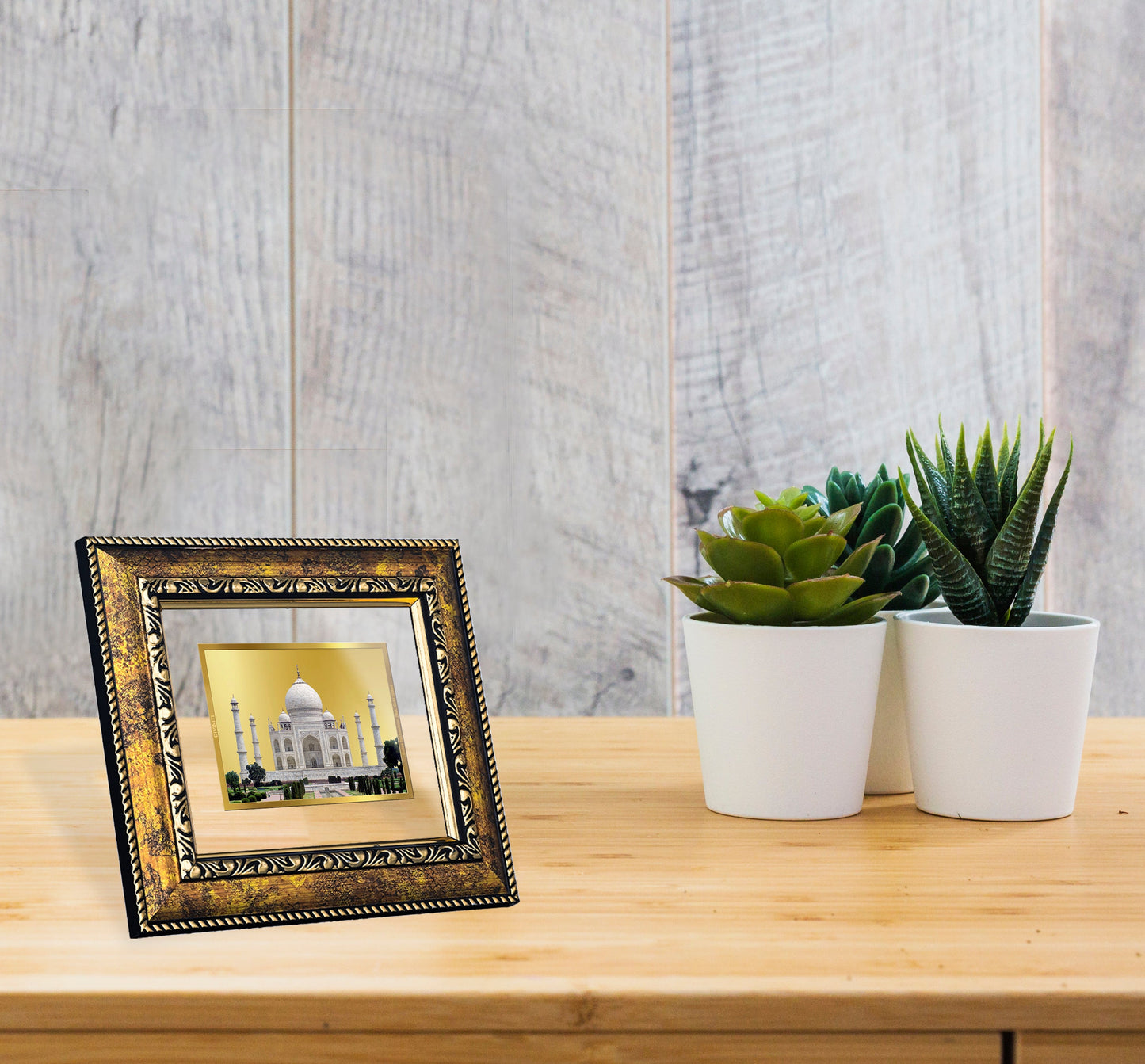 DIVINITI Taj Mahal Gold Plated Wall Photo Frame, Table Decor| DG Frame 113 Size 2.5 and 24K Gold Plated Foil (29 CM X 23.7 CM)