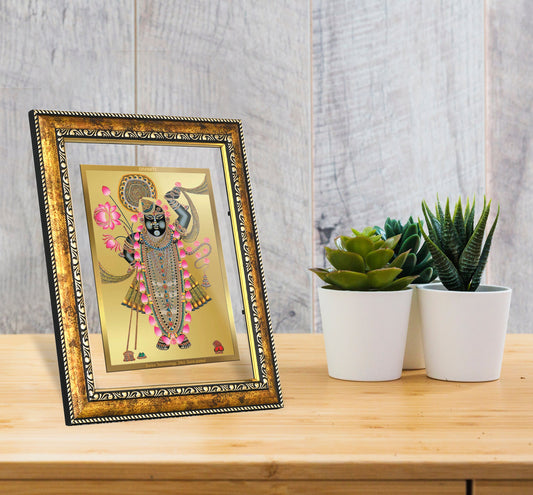 DIVINITI Shrinathji Gold Plated Wall Photo Frame, Table Decor| DG Frame 113 Size 2.5 and 24K Gold Plated Foil (29 CM X 23.7 CM)