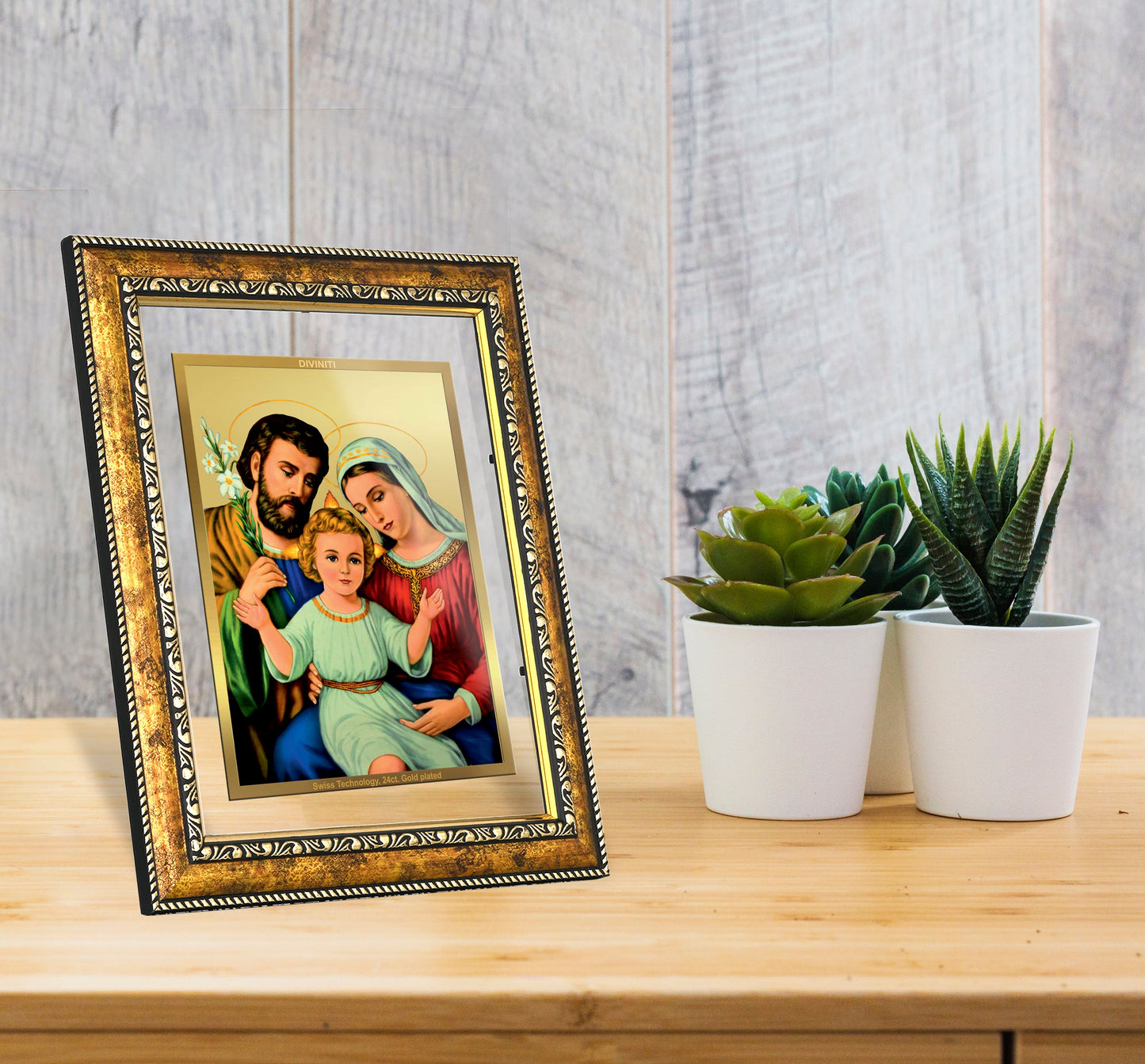 DIVINITI Holy Family Gold Plated Wall Photo Frame, Table Decor| DG Frame 113 Size 2.5 and 24K Gold Plated Foil (29 CM X 23.7 CM)