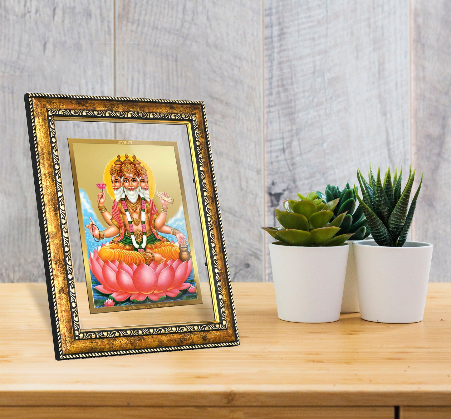 DIVINITI Brahma Gold Plated Wall Photo Frame, Table Decor| DG Frame 113 Size 2.5 and 24K Gold Plated Foil (29 CM X 23.7 CM)