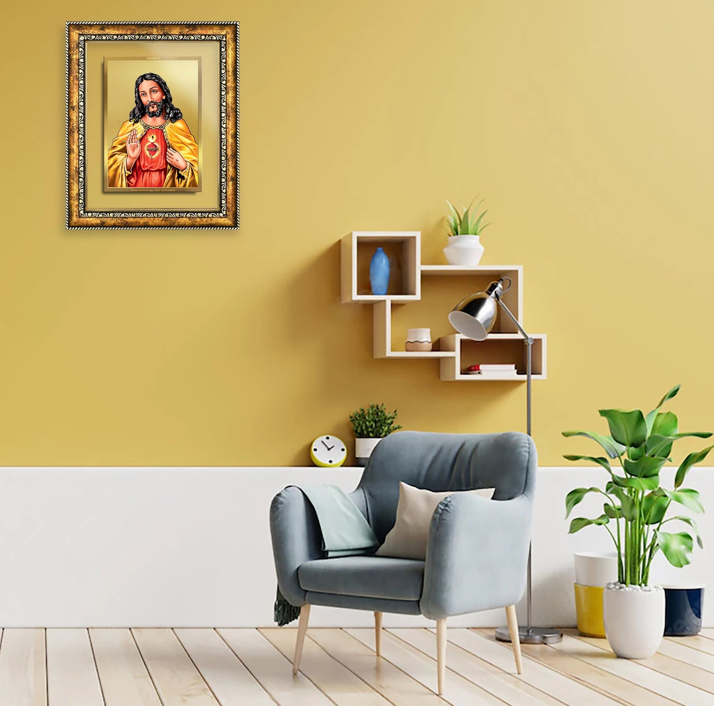 DIVINITI Jesus Gold Plated Wall Photo Frame, Table Decor| DG Frame 113 Size 3 and 24K Gold Plated Foil (33.3 CM X 26 CM)