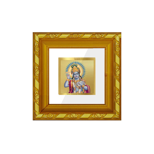 DIVINITI 24K Gold Plated Lord Vishnu Photo Frame For Living Room, Puja, Festive Gift (10.8 X 10.8 CM)