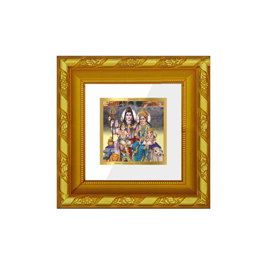 DIVINITI 24K Gold Plated Shiv Parivar Photo Frame For Home Decor, Table, Puja Room (10.8 X 10.8 CM)