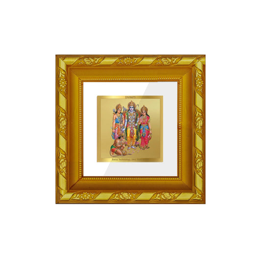 DIVINITI 24K Gold Plated Ram Darbar Religious Photo Frame For Home Decor, Puja, Festival (10.8 X 10.8 CM)