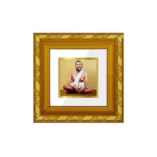 DIVINITI 24K Gold Plated RamaKrishna Photo Frame For Home Decor, Tabletop, Gifting (10.8 X 10.8 CM)