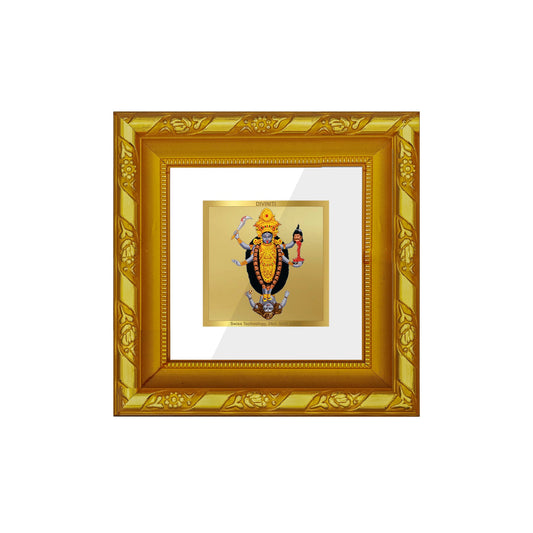 DIVINITI 24K Gold Plated Maa Kali Photo Frame For Living Room, Puja, Festival, Gift (10.8 X 10.8 CM)