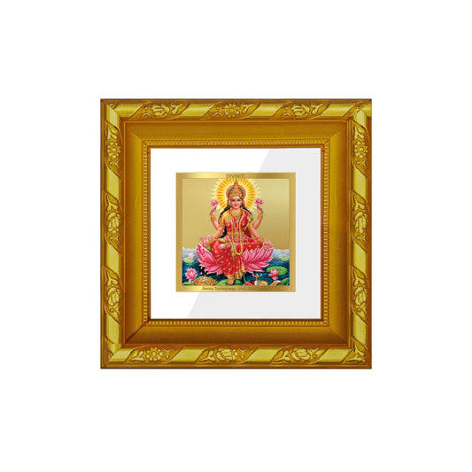 DIVINITI 24K Gold Plated Lakshmi Mata Photo Frame For Home Decor, Puja, Wealth, Fortune (10.8 X 10.8 CM)