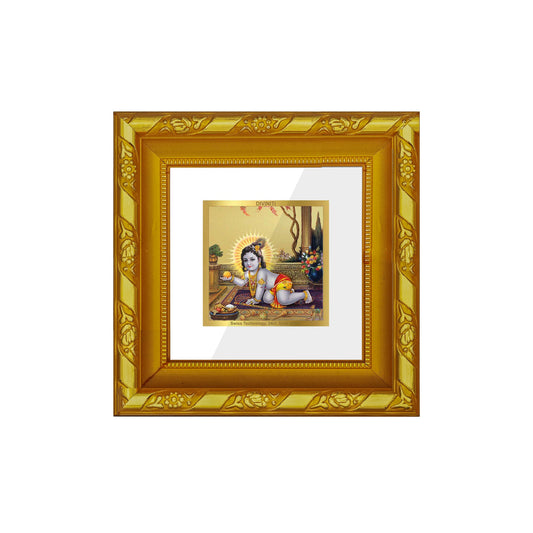 DIVINITI 24K Gold Plated Laddu Gopal Photo Frame For Home Decor, Puja, Housewarming (10.8 X 10.8 CM)