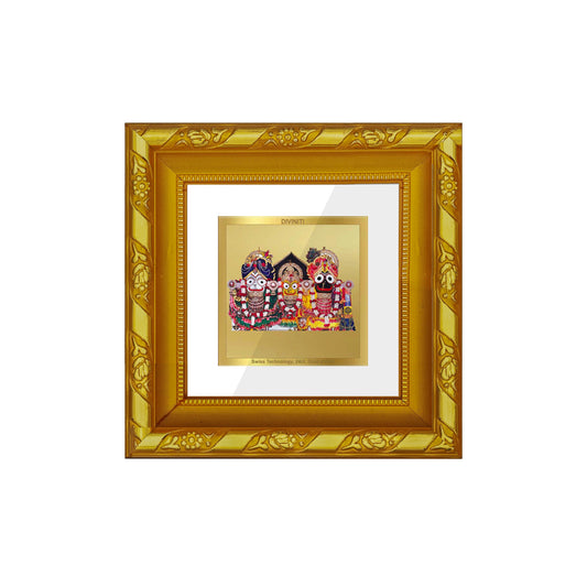 DIVINITI 24K Gold Plated Jagannath Ji Photo Frame For Home Decor, Tabletop, Puja (10.8 X 10.8 CM)