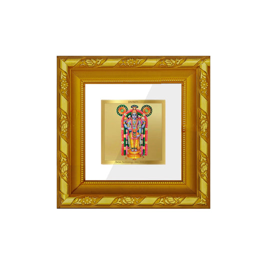 DIVINITI 24K Gold Plated Guruvayurappan Ji Photo Frame For Home Decor, Table, Gift (10.8 X 10.8 CM)