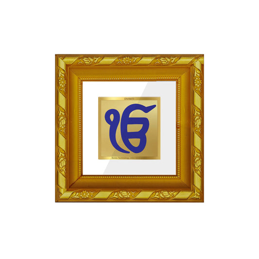 DIVINITI 24K Gold Plated Ik Onkar Photo Frame For Living Room, TableTop, Prayer, Gift (10.8 X 10.8 CM)