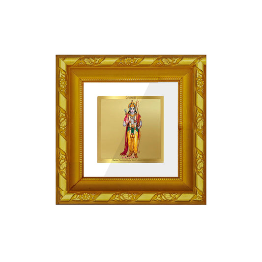 DIVINITI 24K Gold Plated Lord Ram Photo Frame For Home Decoration, Puja, Gift, Festival (10.8 X 10.8 CM)