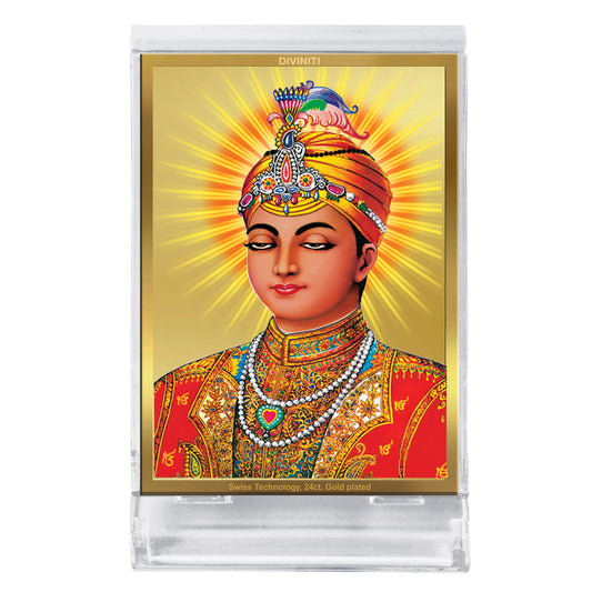 Diviniti 24K Gold Plated Guru Harkrishan Frame For Car Dashboard, Home Decor, Table (11 x 6.8 CM)