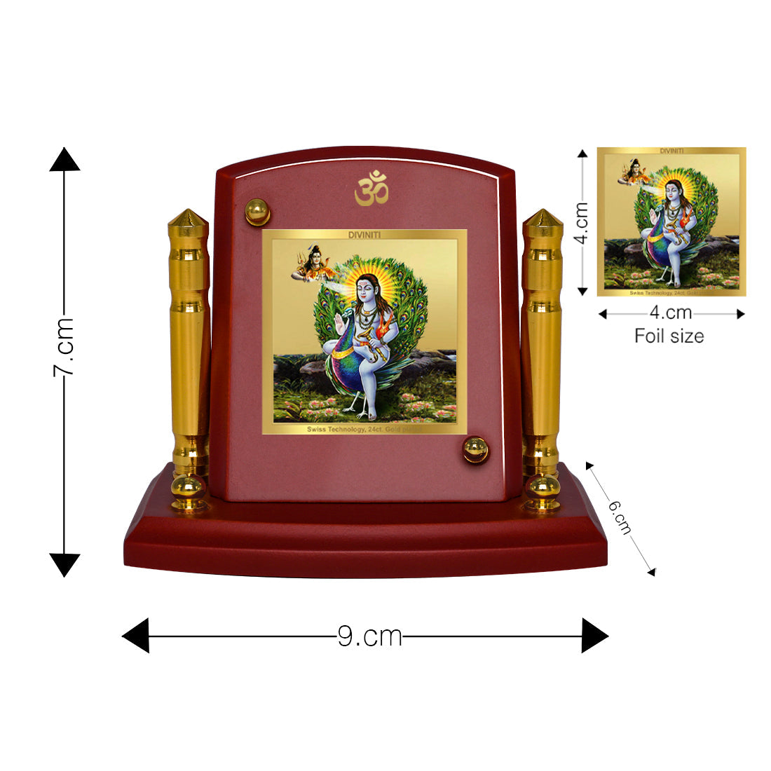 Diviniti 24K Gold Plated Baba Balak Nath For Car Dashboard, Home Decor, Gift (7 x 9 CM)