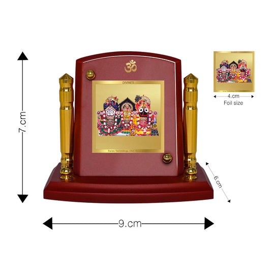 Diviniti 24K Gold Plated Jagannath Ji For Car Dashboard, Home Decor, Table, Festival Gift (7 x 9 CM)