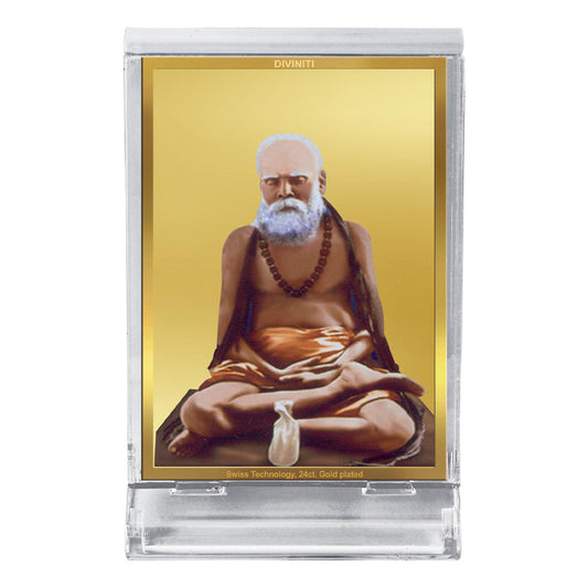 Diviniti 24K Gold Plated Pamban Swamigal Frame For Car Dashboard, Home Decor, Table Top, Gift (11 x 6.8 CM)